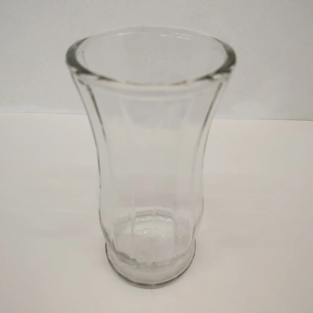 Elegant Fluted Large Vase Thick Clear Glass 9.5